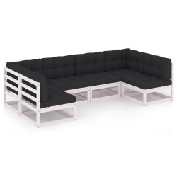 vidaXL Set de muebles de jardín 6 pzas con cojines madera pino blanco