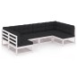 vidaXL Set de muebles de jardín 6 pzas con cojines madera pino blanco vidaXL Set de muebles de jardín 6 pzas con cojines madera pino blanco