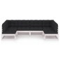 vidaXL Set de muebles de jardín 6 pzas con cojines madera pino blanco vidaXL Set de muebles de jardín 6 pzas con cojines madera pino blanco
