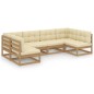 vidaXL Set de muebles de jardín 6 pzs cojines madera pino marrón miel vidaXL Set de muebles de jardín 6 pzs cojines madera pino marrón miel