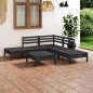 vidaXL Juego de muebles de jardín 6 pzas madera de pino maciza negro vidaXL Juego de muebles de jardín 6 pzas madera de pino maciza negro