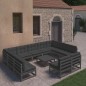 vidaXL Set de muebles de jardín 12 pzas con cojines madera pino negro vidaXL Set de muebles de jardín 12 pzas con cojines madera pino negro