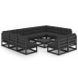 vidaXL Set de muebles de jardín 12 pzas con cojines madera pino negro vidaXL Set de muebles de jardín 12 pzas con cojines madera pino negro