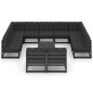 vidaXL Set de muebles de jardín 12 pzas con cojines madera pino negro vidaXL Set de muebles de jardín 12 pzas con cojines madera pino negro