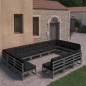 vidaXL Set de muebles de jardín 13 pzas con cojines madera pino gris vidaXL Set de muebles de jardín 13 pzas con cojines madera pino gris