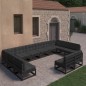 vidaXL Set de muebles de jardín 12 pzas con cojines madera pino negro vidaXL Set de muebles de jardín 12 pzas con cojines madera pino negro