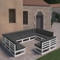 vidaXL Set de muebles de jardín 11 pzas con cojines madera pino blanco vidaXL Set de muebles de jardín 11 pzas con cojines madera pino blanco
