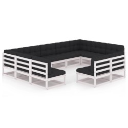 vidaXL Set de muebles de jardín 11 pzas con cojines madera pino blanco