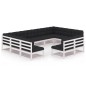 vidaXL Set de muebles de jardín 11 pzas con cojines madera pino blanco vidaXL Set de muebles de jardín 11 pzas con cojines madera pino blanco