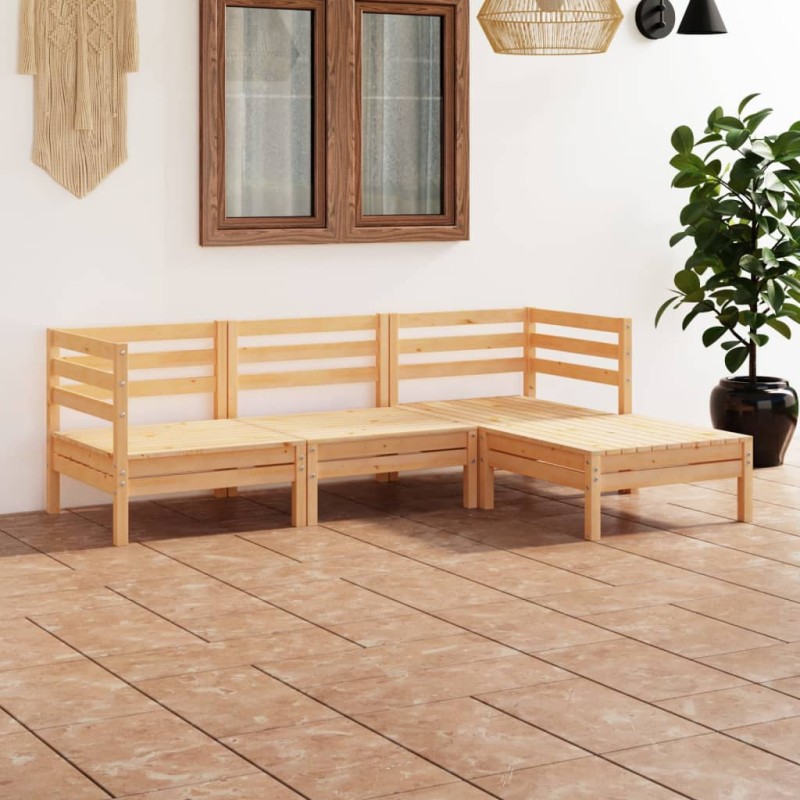 vidaXL Juego de muebles de jardín 4 piezas madera maciza pino vidaXL Juego de muebles de jardín 4 piezas madera maciza pino