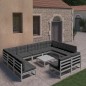 vidaXL Set de muebles de jardín 12 pzas con cojines madera pino gris vidaXL Set de muebles de jardín 12 pzas con cojines madera pino gris
