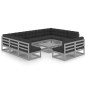 vidaXL Set de muebles de jardín 12 pzas con cojines madera pino gris vidaXL Set de muebles de jardín 12 pzas con cojines madera pino gris