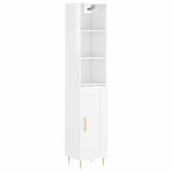 vidaXL Aparador alto madera contrachapada blanco brillo 34,5x34x180 cm