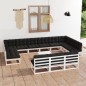 vidaXL Set de muebles de jardín 14 pzas con cojines madera pino blanco vidaXL Set de muebles de jardín 14 pzas con cojines madera pino blanco