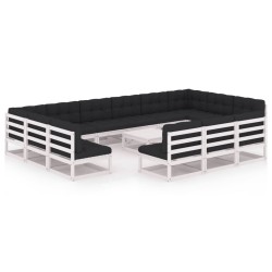 vidaXL Set de muebles de jardín 14 pzas con cojines madera pino blanco