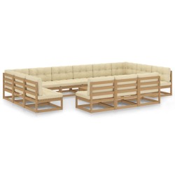 vidaXL Set de muebles de jardín 14 pzs cojines madera pino marrón miel