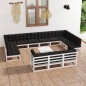 vidaXL Set de muebles de jardín 14 pzas con cojines madera pino blanco vidaXL Set de muebles de jardín 14 pzas con cojines madera pino blanco