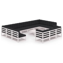 vidaXL Set de muebles de jardín 14 pzas con cojines madera pino blanco