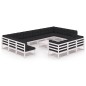 vidaXL Set de muebles de jardín 14 pzas con cojines madera pino blanco vidaXL Set de muebles de jardín 14 pzas con cojines madera pino blanco
