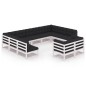 vidaXL Set de muebles de jardín 11 pzas con cojines madera pino blanco vidaXL Set de muebles de jardín 11 pzas con cojines madera pino blanco