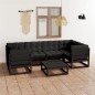 vidaXL Set de muebles de jardín 7 pzas con cojines madera pino negro vidaXL Set de muebles de jardín 7 pzas con cojines madera pino negro