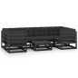 vidaXL Set de muebles de jardín 7 pzas con cojines madera pino negro vidaXL Set de muebles de jardín 7 pzas con cojines madera pino negro