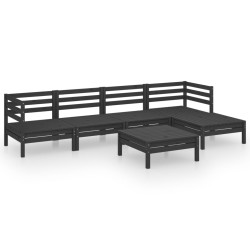 vidaXL Juego de muebles de jardín 6 pzas madera de pino maciza negro