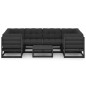 vidaXL Set de muebles de jardín 7 pzas con cojines madera pino negro vidaXL Set de muebles de jardín 7 pzas con cojines madera pino negro