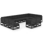 vidaXL Set de muebles de jardín 12 pzas con cojines madera pino negro vidaXL Set de muebles de jardín 12 pzas con cojines madera pino negro