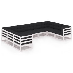 vidaXL Set de muebles de jardín 9 pzas con cojines madera pino blanco