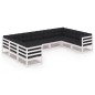 vidaXL Set de muebles de jardín 9 pzas con cojines madera pino blanco vidaXL Set de muebles de jardín 9 pzas con cojines madera pino blanco