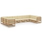 vidaXL Set de muebles de jardín 10 pzs cojines madera pino marrón miel vidaXL Set de muebles de jardín 10 pzs cojines madera pino marrón miel