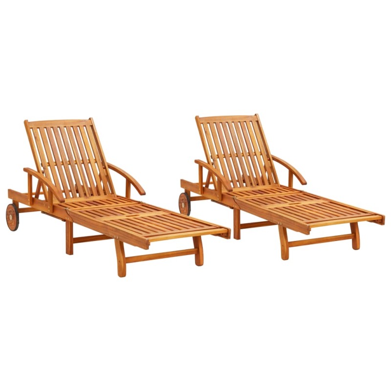 vidaXL Tumbonas 2 unidades madera maciza de acacia vidaXL Tumbonas 2 unidades madera maciza de acacia
