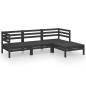 vidaXL Juego de muebles de jardín 4 pzas madera de pino maciza negro