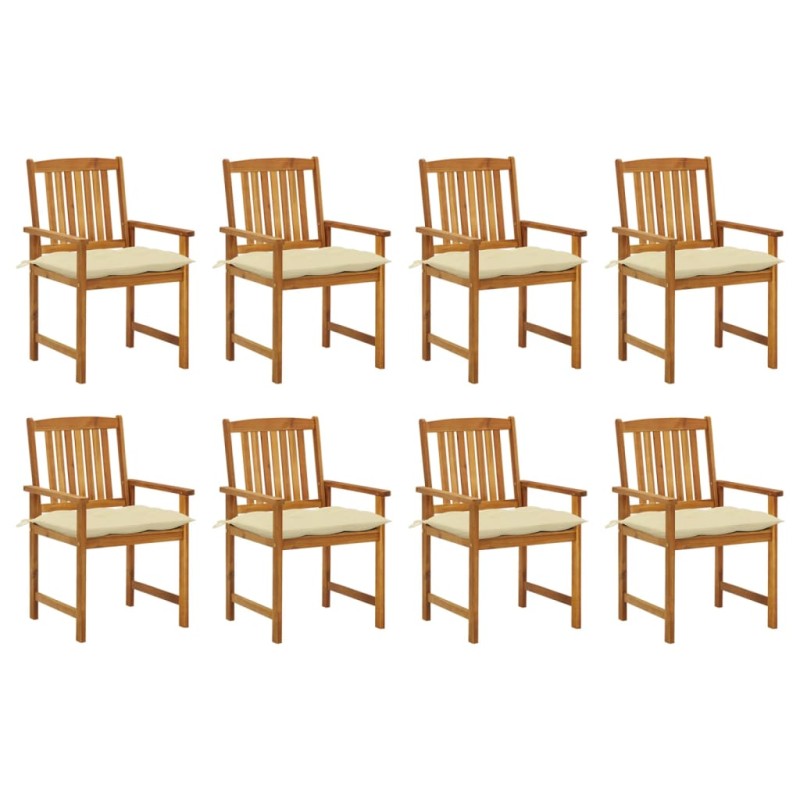 vidaXL Sillas de jardín con cojines 8 uds madera maciza de acacia vidaXL Sillas de jardín con cojines 8 uds madera maciza de acacia