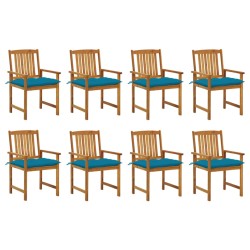 vidaXL Sillas de jardín con cojines 8 uds madera maciza de acacia 