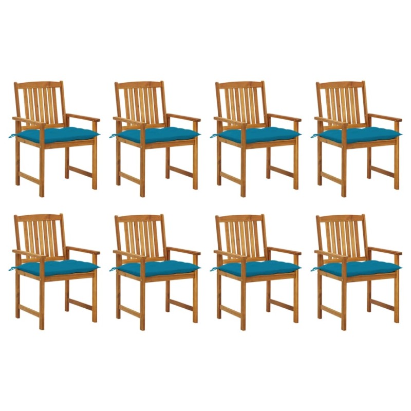 vidaXL Sillas de jardín con cojines 8 uds madera maciza de acacia vidaXL Sillas de jardín con cojines 8 uds madera maciza de acacia