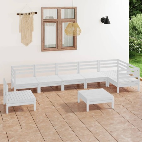 vidaXL Juego de muebles de jardín 8 piezas madera maciza pino blanco