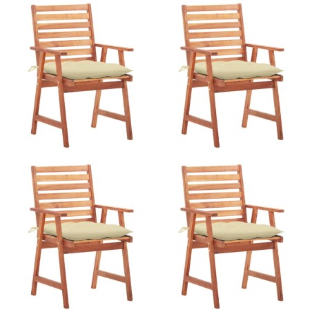 vidaXL Sillas comedor de jardín y cojines 4 uds madera maciza acacia