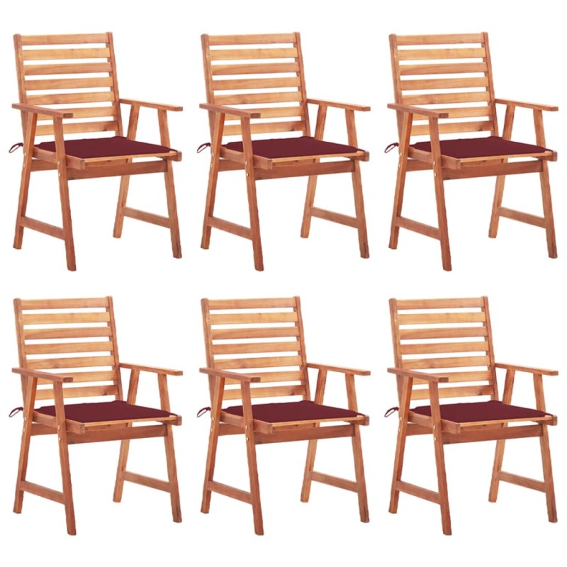 vidaXL Sillas comedor de jardín y cojines 6 uds madera maciza acacia vidaXL Sillas comedor de jardín y cojines 6 uds madera maciza acacia