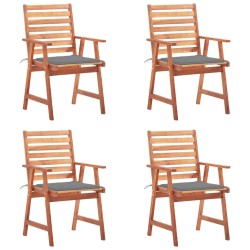 vidaXL Sillas comedor de jardín y cojines 4 uds madera maciza acacia