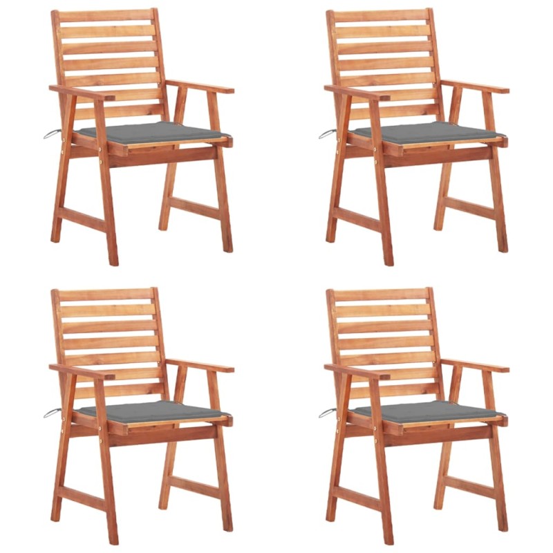 vidaXL Sillas comedor de jardín y cojines 4 uds madera maciza acacia vidaXL Sillas comedor de jardín y cojines 4 uds madera maciza acacia