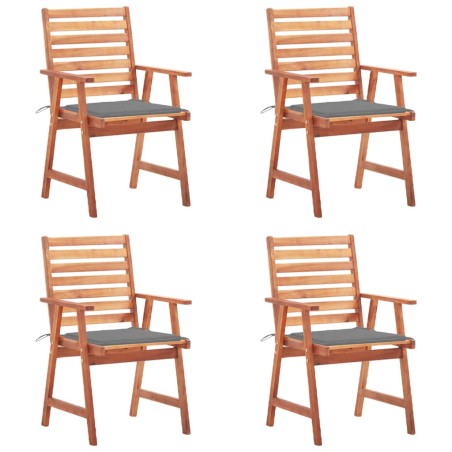vidaXL Sillas comedor de jardín y cojines 4 uds madera maciza acacia