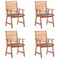vidaXL Sillas comedor de jardín y cojines 4 uds madera maciza acacia vidaXL Sillas comedor de jardín y cojines 4 uds madera maciza acacia