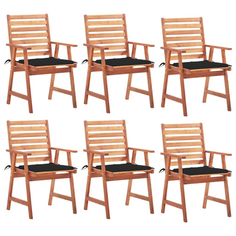 vidaXL Sillas comedor de jardín y cojines 6 uds madera maciza acacia vidaXL Sillas comedor de jardín y cojines 6 uds madera maciza acacia