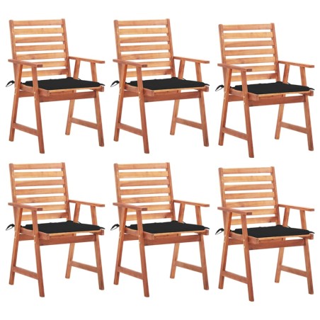 vidaXL Sillas comedor de jardín y cojines 6 uds madera maciza acacia 