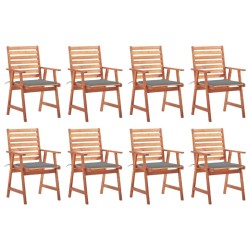 vidaXL Sillas comedor de jardín y cojines 8 uds madera maciza acacia 