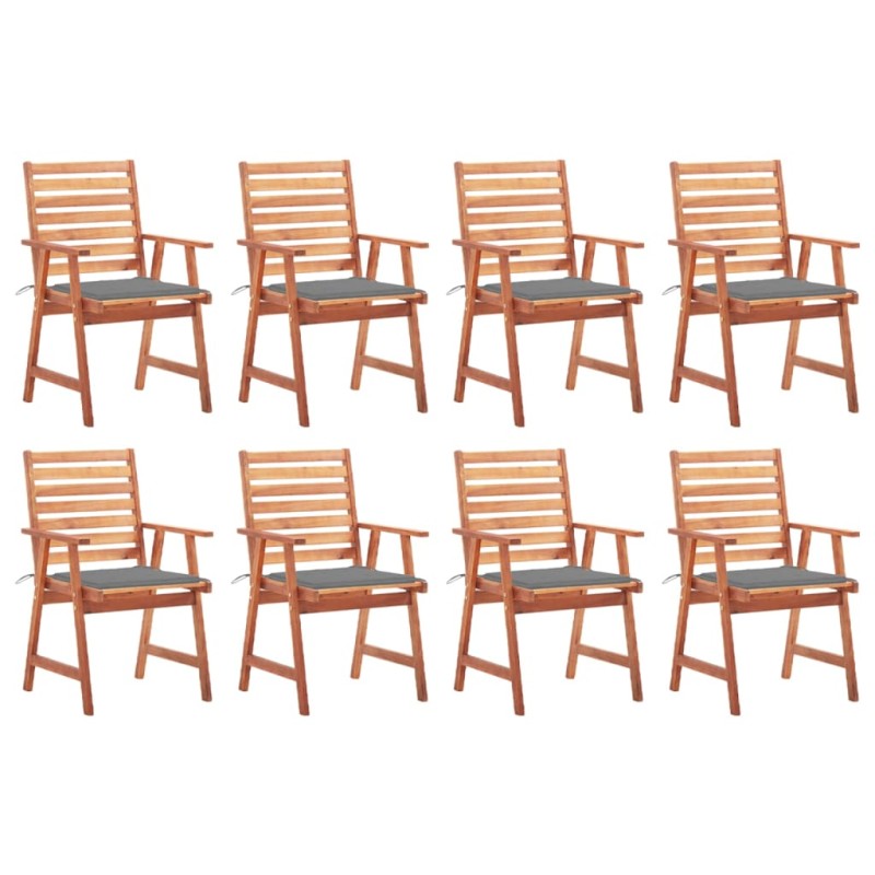 vidaXL Sillas comedor de jardín y cojines 8 uds madera maciza acacia vidaXL Sillas comedor de jardín y cojines 8 uds madera maciza acacia