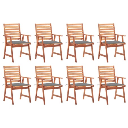 vidaXL Sillas comedor de jardín y cojines 8 uds madera maciza acacia 