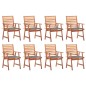 vidaXL Sillas comedor de jardín y cojines 8 uds madera maciza acacia vidaXL Sillas comedor de jardín y cojines 8 uds madera maciza acacia